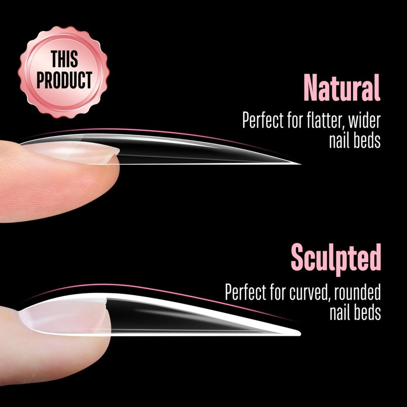 NOVO OVO Halloween XXL Straight Sharp Stiletto Natural Nail Tips Press on (not Sculpted), Normal Thick Extra Long Soak Off Soft Gel Fake Nail Extension, Full Cover False Nails for 12 Sizes 240 pcs - Image 3