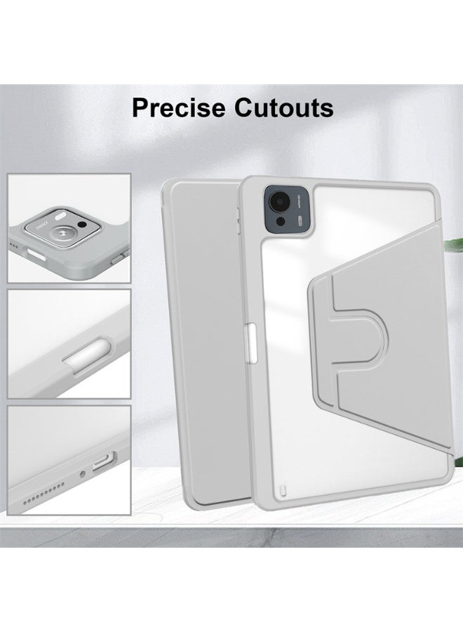 عام غطاء جلدي لشاومي باد 7S برو 12.5 بوصة 2025 - مع إيقاظ/نوم تلقائي، حامل دوار 360° وغطاء خلفي أكريليك شفاف مع حافظة قلم مدمجة - Image 2