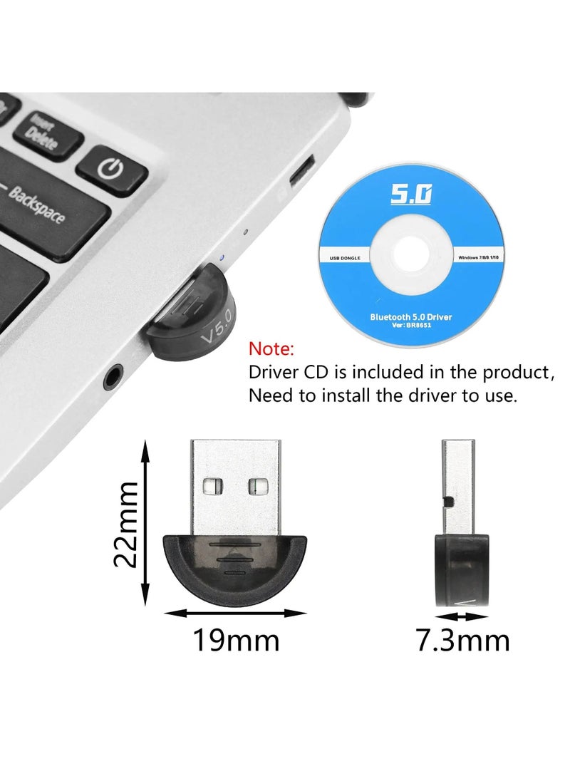 KASTWAVE - Bluetooth Adapter for PC，USB Mini Bluetooth 5.0 EDR Dongle for Computer Desktop Wireless Transfer for Mouse, Keyboard, Headphones, Speaker and Other Bluetooth Devices - Image 1