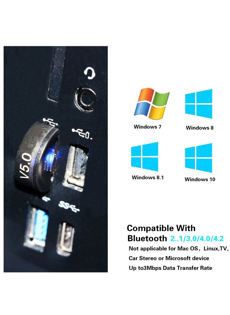 KASTWAVE - Bluetooth Adapter for PC，USB Mini Bluetooth 5.0 EDR Dongle for Computer Desktop Wireless Transfer for Mouse, Keyboard, Headphones, Speaker and Other Bluetooth Devices - Image 1