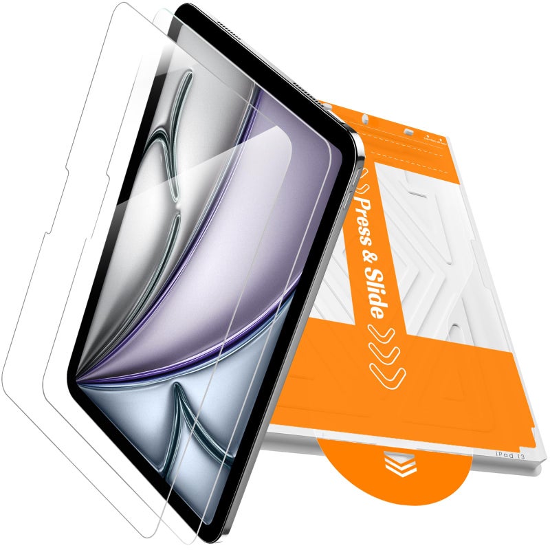 PandaShield 2-Pack iPad Air 13 Inch Screen Protector for M4/M3/M2 (2026-2024), with Easy-Install Box, 9H+ Military Grade Shatterproof Tempered Glass, Apple Pencil Pro Compatible, Bubble Free,HD Clarity - Image 1