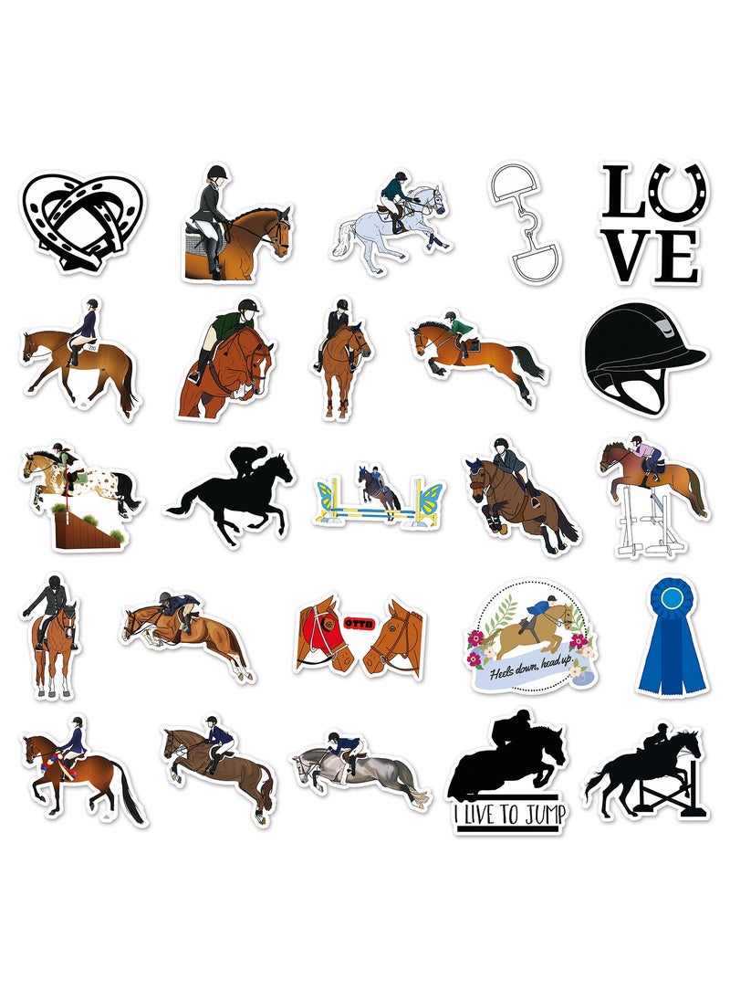 50 Packs Horse Riding Stickers Water Bottles Laptop Phone Computer Guitar Skateboard Horse Equestrian Horsemanship Vinyl Sticker Waterproof Aesthetic Trendy Decals for Teens Girls Adults  - Image 3
