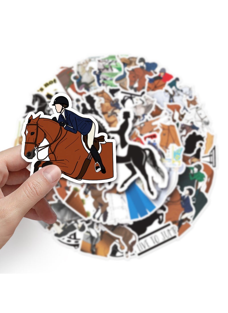 50 Packs Horse Riding Stickers Water Bottles Laptop Phone Computer Guitar Skateboard Horse Equestrian Horsemanship Vinyl Sticker Waterproof Aesthetic Trendy Decals for Teens Girls Adults  - Image 4
