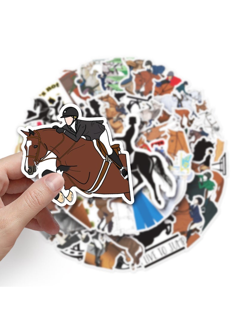 50 Packs Horse Riding Stickers Water Bottles Laptop Phone Computer Guitar Skateboard Horse Equestrian Horsemanship Vinyl Sticker Waterproof Aesthetic Trendy Decals for Teens Girls Adults  - Image 5