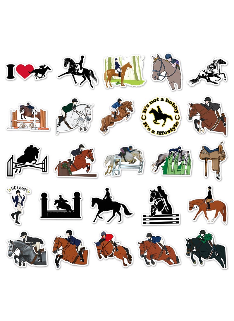 50 Packs Horse Riding Stickers Water Bottles Laptop Phone Computer Guitar Skateboard Horse Equestrian Horsemanship Vinyl Sticker Waterproof Aesthetic Trendy Decals for Teens Girls Adults  - Image 2