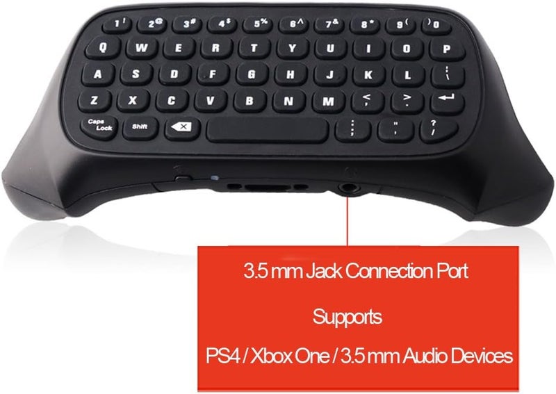 Megadream Xbox One USB 2.4Ghz Mini Wireless Qwerty Keyboard Gaming Chatpad Keyboard for Microsoft Xbox One and Xbox One S Controller PC - [Audio Compatible] - Black - Image 3