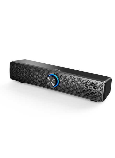مكبر صوت سبيكر صغير الحجم لأجهزة الكمبيوتر - صوت محيطي قوي - إضاءة LED - تحكم بكرة - منفذ USB + 3.5 ملم - 10 واط