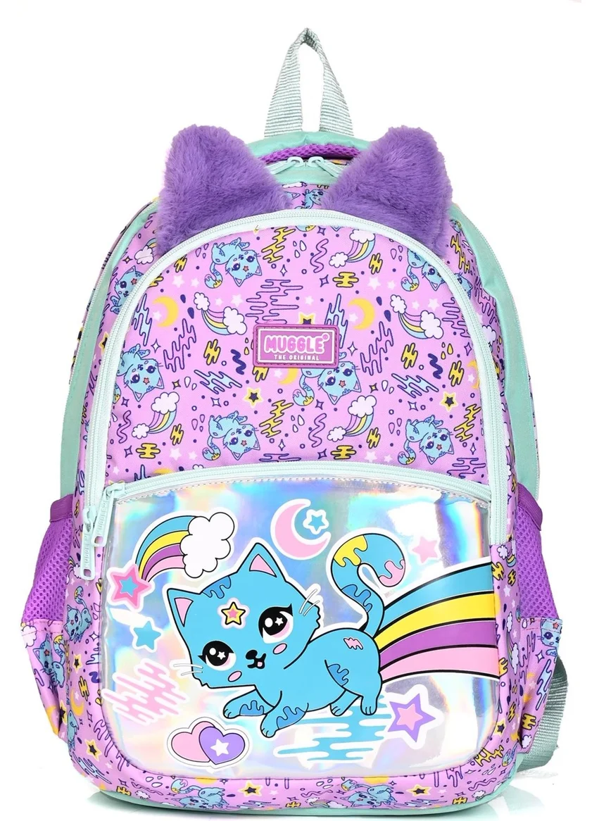 muggle MU 7372 Sweet Cat School Backpack Set of 3 Purple