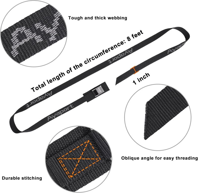 Ayaport Stainless Steel Cam Buckle Tie Down Lashing Straps 2500lbs Break Strength Heavy Duty Car Roof Rack Strap for Kayak, SUP, Surfboard, Cargo, Motorcycle, Truck, Boat, Dirt Bike - Image 3