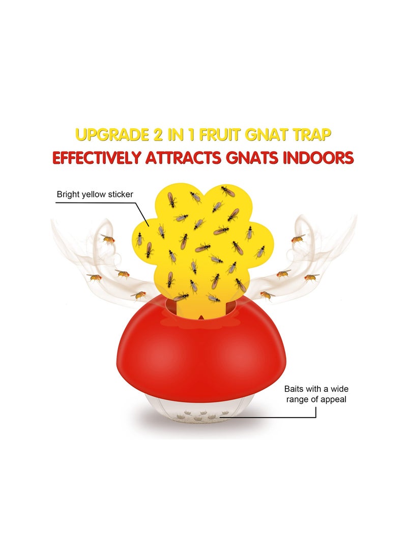 SYOSI 3 عبوات فخاخ ذباب الفاكهة للاستخدام الداخلي مع 9 قطع لزجة و 3 طعم قاتل الذباب الفطري في المطابخ والنباتات - Image 5
