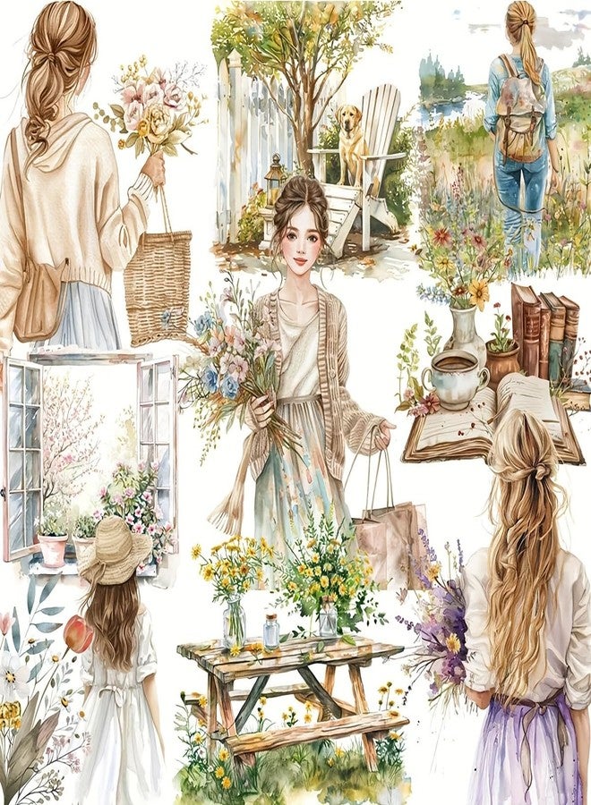 SLGIFT Set of Vintage Spring Stickers for Journaling, Featuring Creative Outdoor Flowers, Perfect for Scrapbooking, Diary Albums, and School Stationery Decoration - Image 1