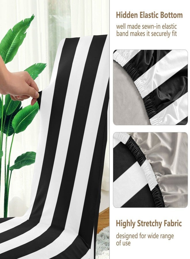 Kigai Black and White Stripes Dining Room Chair Covers Set of 2,Stretchable Removable Washable Spandex Kitchen Chair Protector Slipcovers for Restaurant,Hotel,Ceremony,Christmas Decoration - Image 4