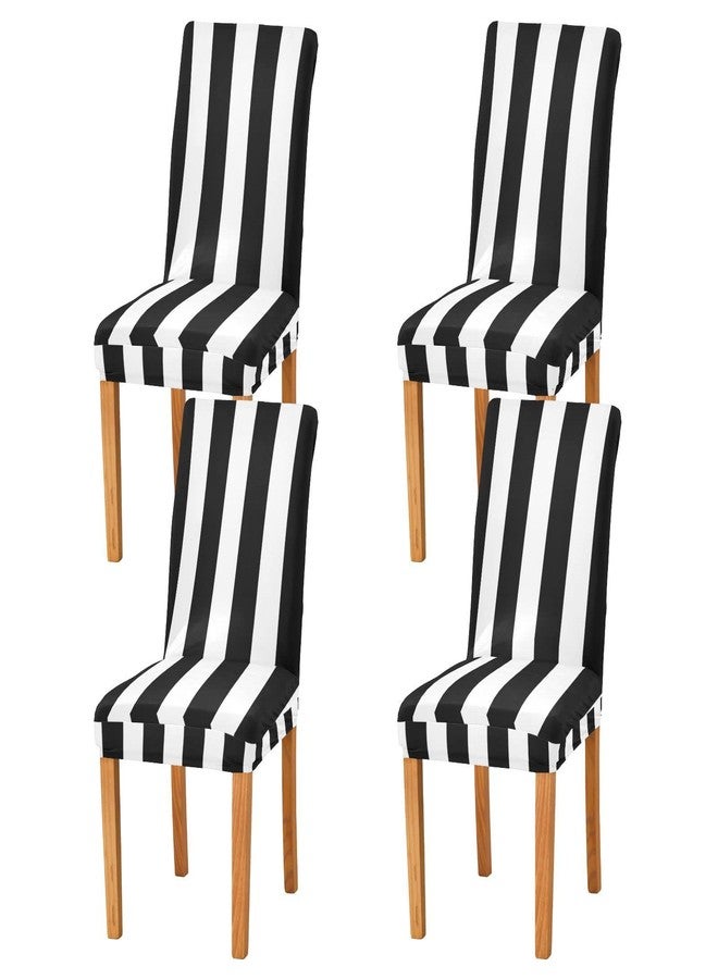 Kigai Black and White Stripes Dining Room Chair Covers Set of 2,Stretchable Removable Washable Spandex Kitchen Chair Protector Slipcovers for Restaurant,Hotel,Ceremony,Christmas Decoration - Image 2
