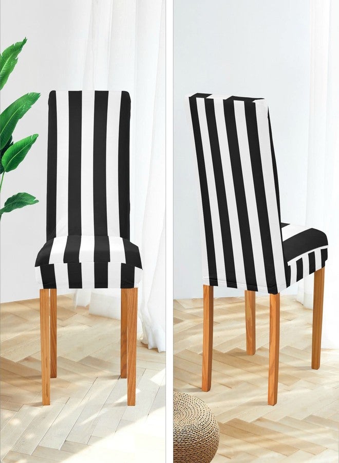 Kigai Black and White Stripes Dining Room Chair Covers Set of 2,Stretchable Removable Washable Spandex Kitchen Chair Protector Slipcovers for Restaurant,Hotel,Ceremony,Christmas Decoration - Image 5