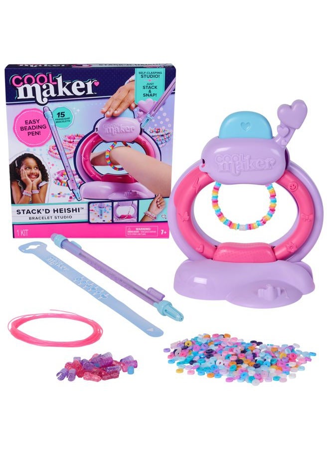 Cool maker , Stack'd Heishi Studio Bracelet Making Kit with Easy Beading Pen & Over 1200 Beads for Bracelets, Makes 15, Arts and Crafts Kids Toys for Girls Ages 7 and up - Image 1