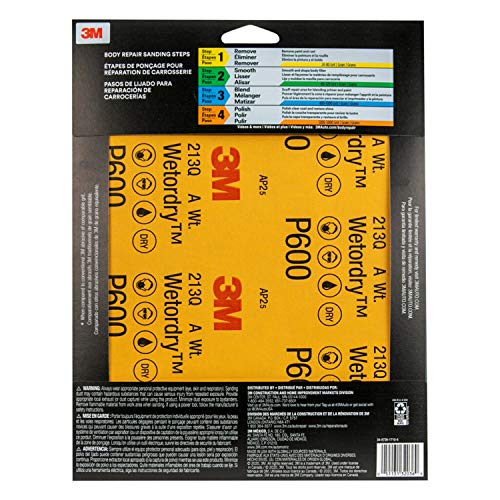 3M Wetordry Sandpaper, 32036, 600 Grit, 9 in x 11 in, 5 Sheets Per Pack - Image 3