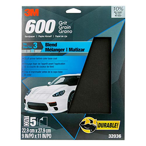 3M Wetordry Sandpaper, 32036, 600 Grit, 9 in x 11 in, 5 Sheets Per Pack - Image 2