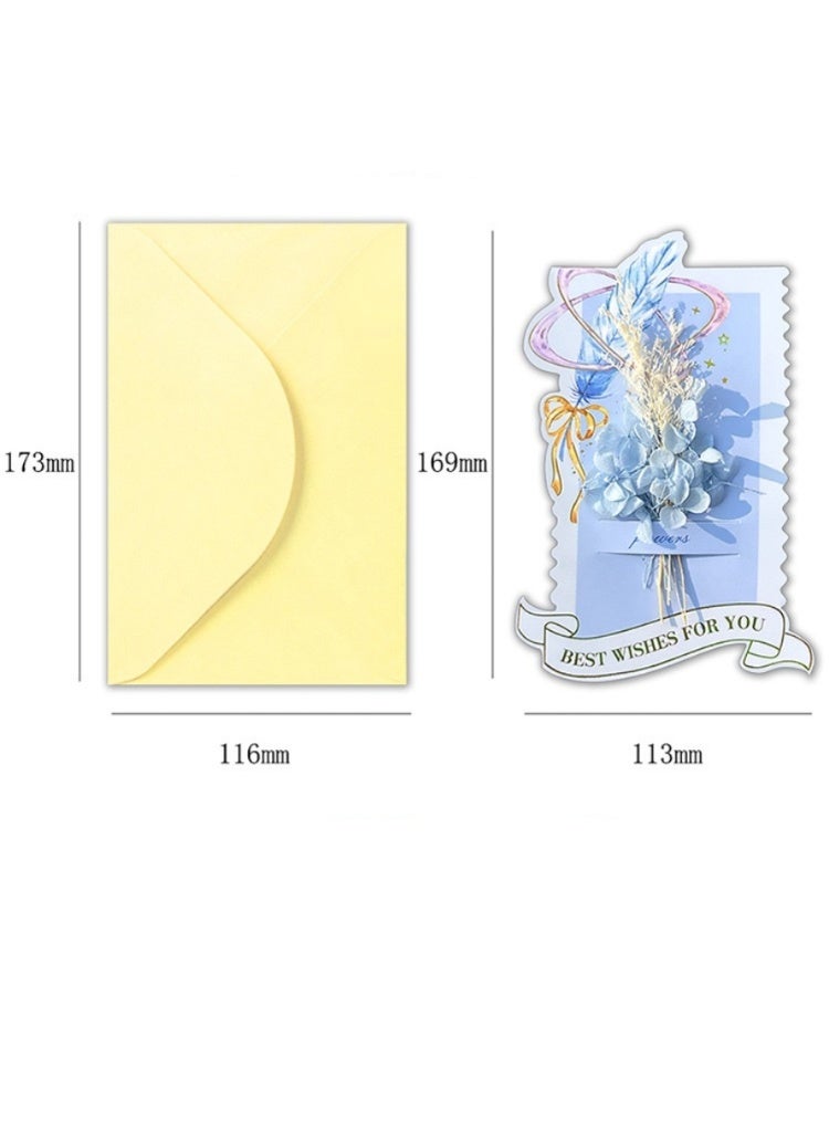 Generic 4PCS Exquisite Message Cards with Artificial Dried Flowers and Envelopes – Elegant Multi-Color Greeting Cards for Weddings, Birthdays & Special Occasions  - Image 4