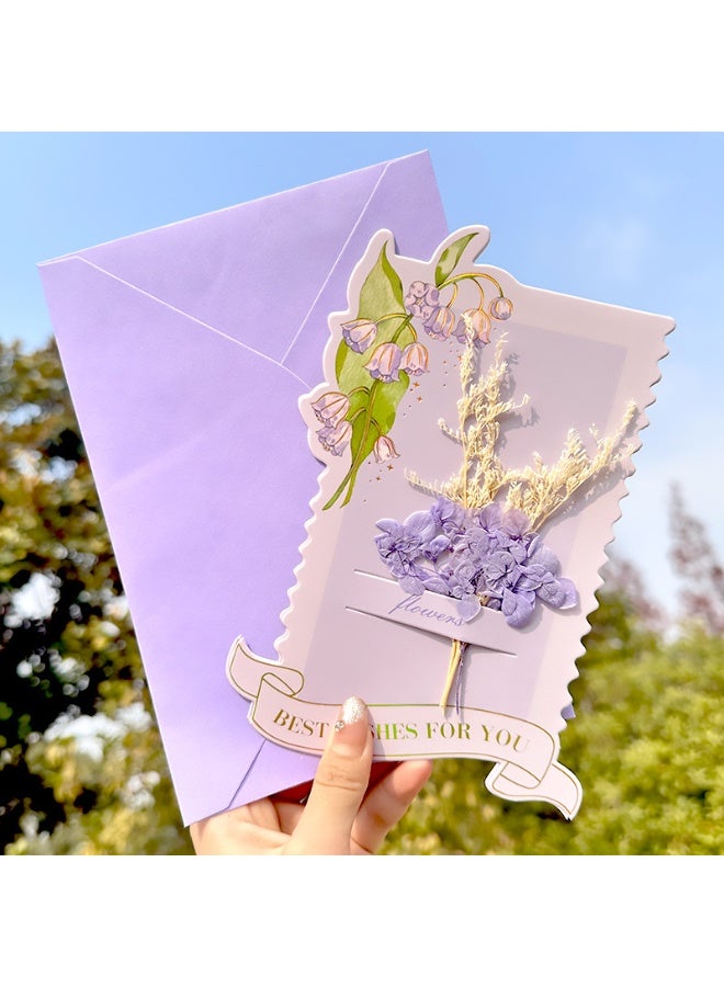 Generic 4PCS Exquisite Message Cards with Artificial Dried Flowers and Envelopes – Elegant Multi-Color Greeting Cards for Weddings, Birthdays & Special Occasions  - Image 2