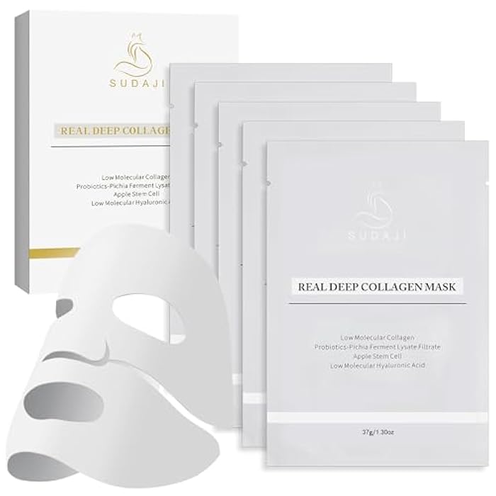 SUDAJI Apple Stem Cells Probiotics Collagen Face Mask (37gx5ea), Hydrating Overnight Hydrogel Mask for All Skin Types – Elasticity Enhancing, Firming, Moisturizing​ - Image 1