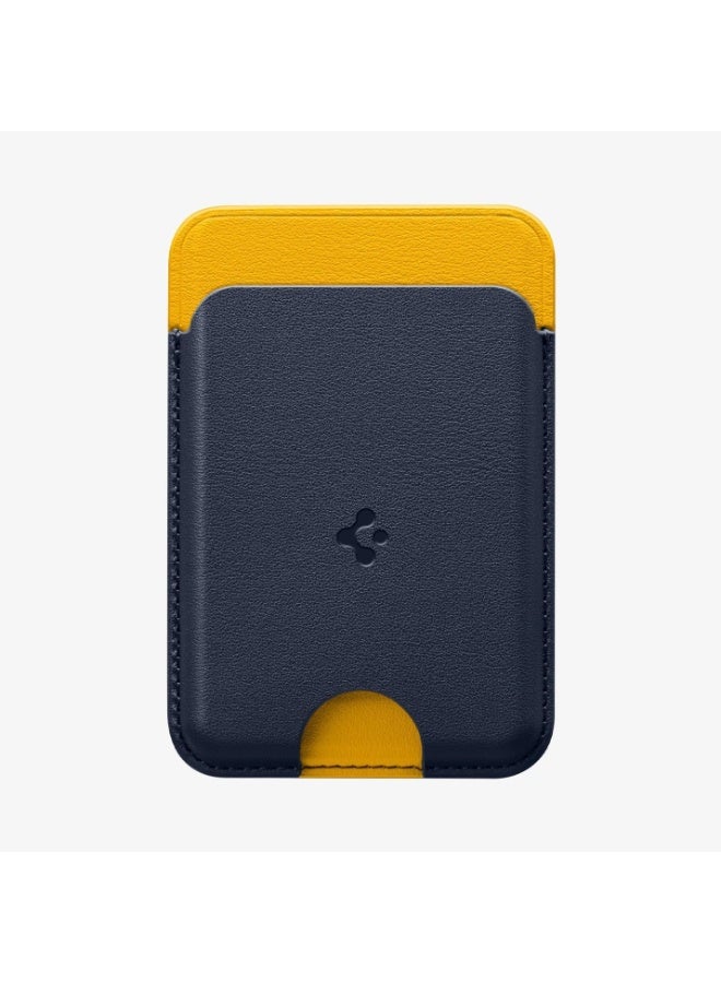 Spigen FSPG Nano Pop [Built-in Magnet Non Slip Silicone pad] Leather Wallet Magnetic Card Holder Sleeve Designed for Magsafe Compatible with iPhone 17/16/15/14 series (Blueberry Navy) - Image 2