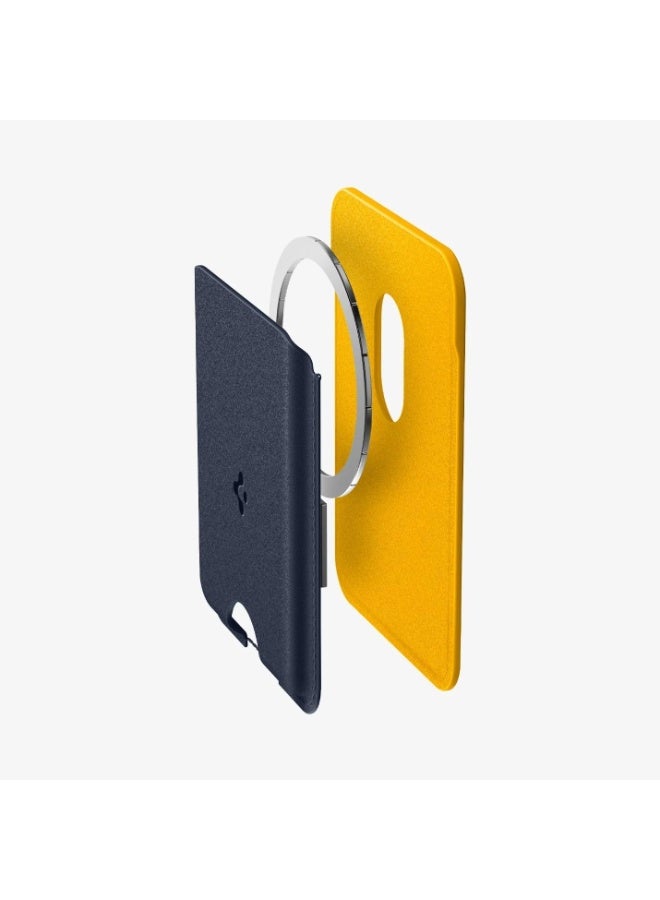 Spigen FSPG Nano Pop [Built-in Magnet Non Slip Silicone pad] Leather Wallet Magnetic Card Holder Sleeve Designed for Magsafe Compatible with iPhone 17/16/15/14 series (Blueberry Navy) - Image 4
