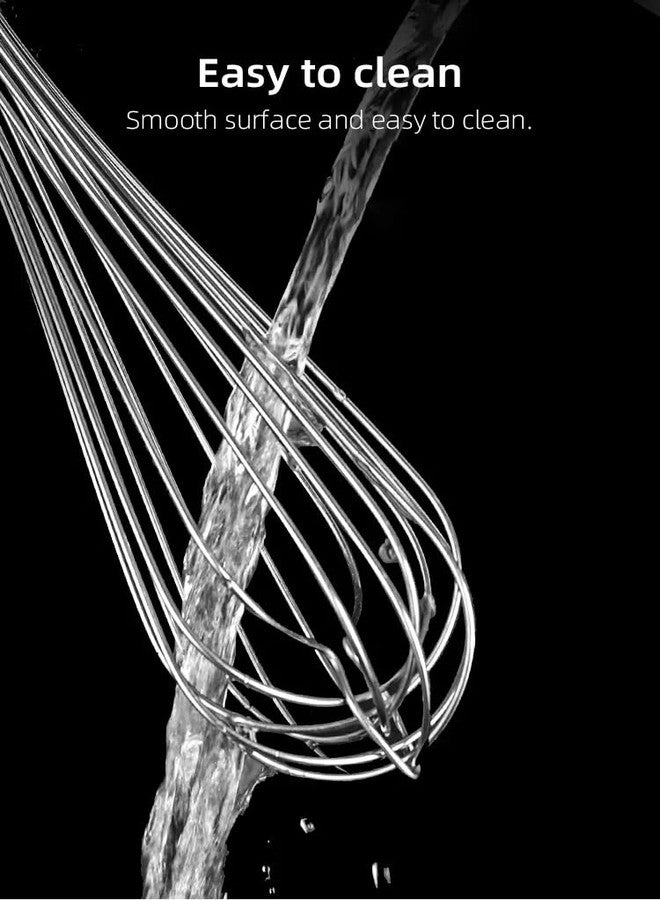 KitchenFest® Hand-held Stainless Steel Manual Egg Beater Milk Whisk Kitchen Baking Tool - 10 Inch - Image 5