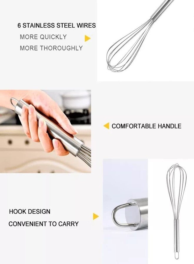 KitchenFest® Hand-held Stainless Steel Manual Egg Beater Milk Whisk Kitchen Baking Tool - 10 Inch - Image 3