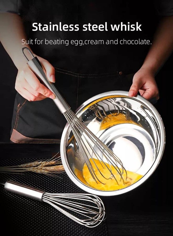 KitchenFest® Hand-held Stainless Steel Manual Egg Beater Milk Whisk Kitchen Baking Tool - 10 Inch - Image 4