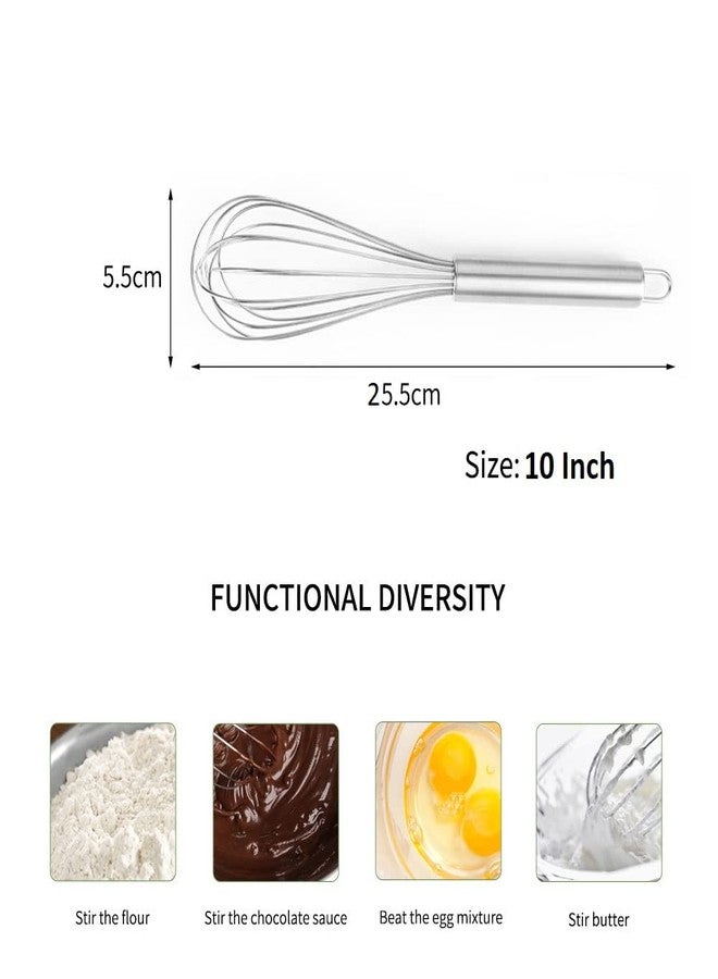 KitchenFest® Hand-held Stainless Steel Manual Egg Beater Milk Whisk Kitchen Baking Tool - 10 Inch - Image 2