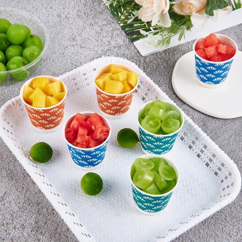 JollyPack 1200 Pack 3 oz Disposable Bathroom Paper Cups  Small Mouthwash Cups in Orange  Blue  and Green  Great for Candy  Biscuits  Bathroom Use  Parties  Picnics  and Travel - Image 5