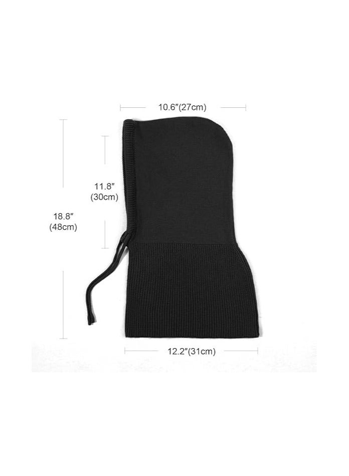 Winter Hats Hooded Scarf Hat for Women Warm Unisex Balaclava Pullover Knitted Beanie with Drawstring Outdoor Sports Mask - Image 4