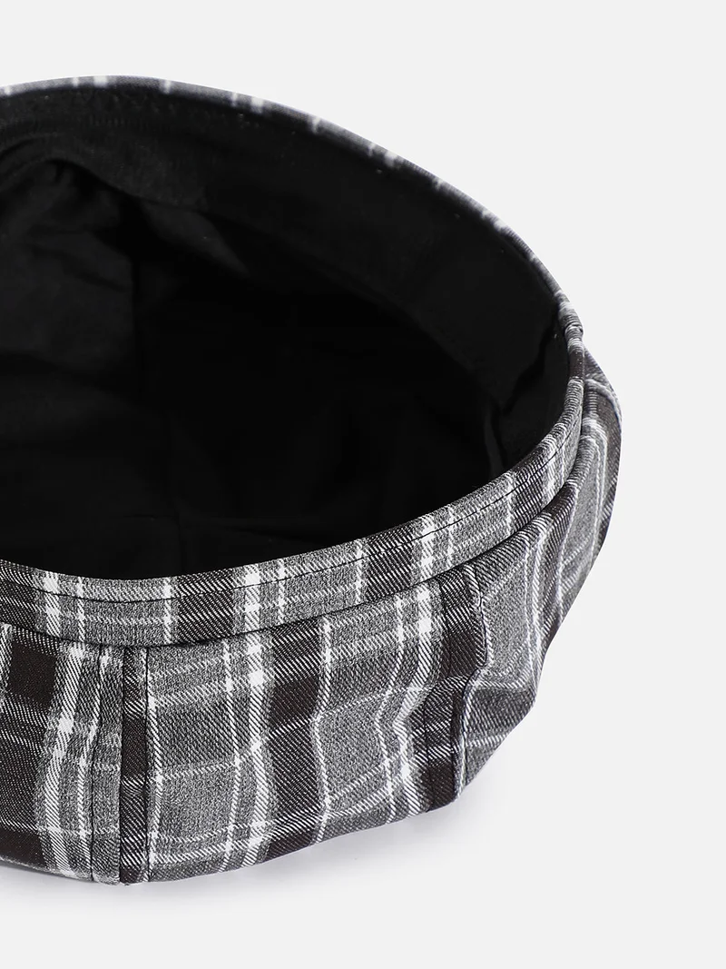 Haute Sauce Black & Grey Scottish Checked Textured Bakerboy Hat