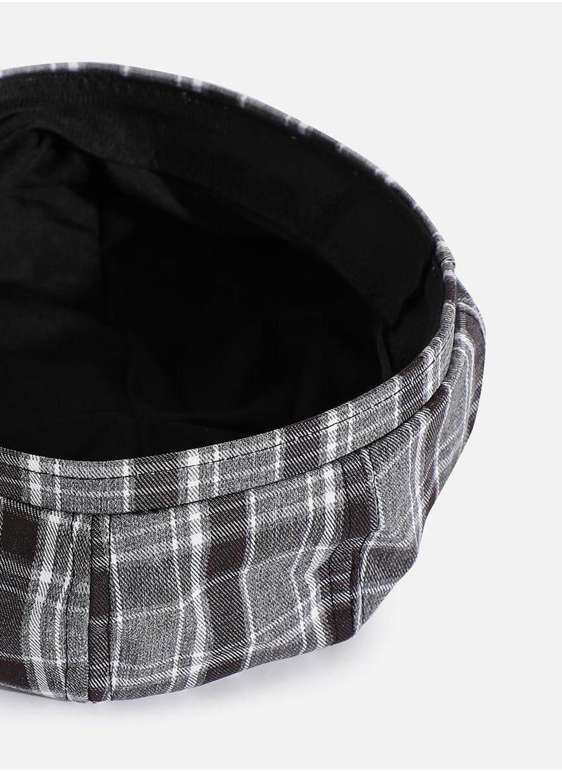 Haute Sauce Black & Grey Scottish Checked Textured Bakerboy Hat  - Image 3