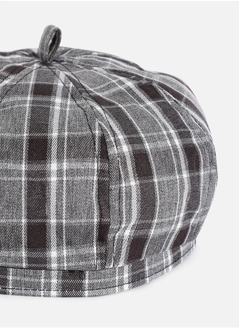 Haute Sauce Black & Grey Scottish Checked Textured Bakerboy Hat