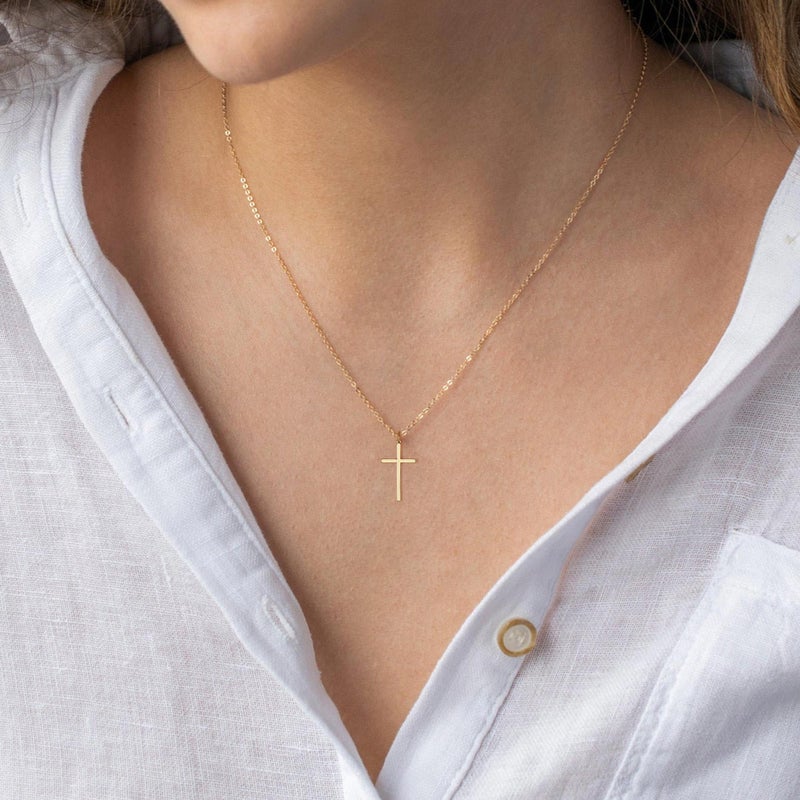 MONOZO Gold Cross Necklace Women Trendy - Dainty 14K-Gold-Plated Cross Necklace for Women Tiny Layered Pendant Necklaces Personalized Faith Jewelry First Communion Gifts for Her - Image 5