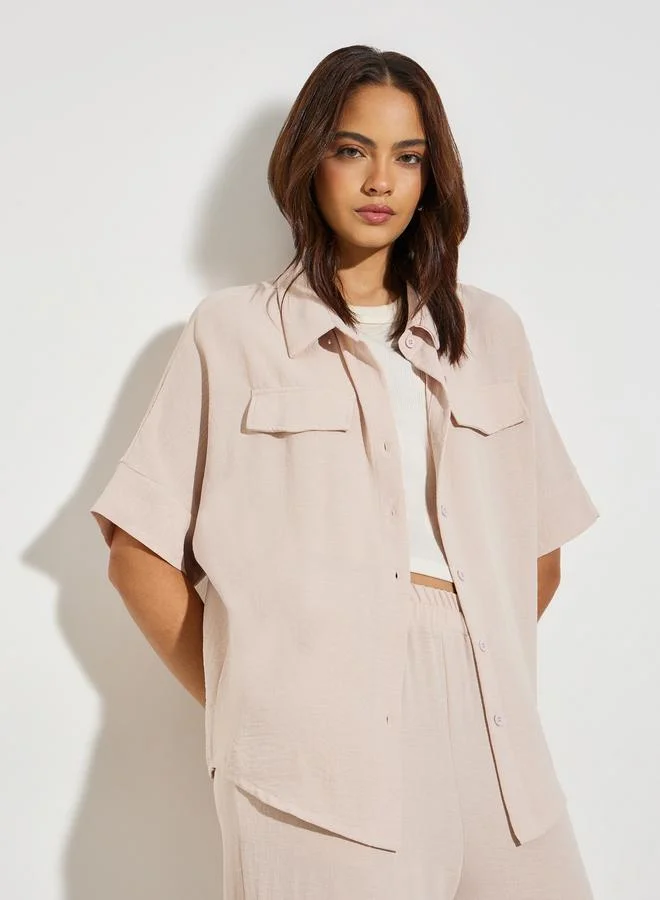 Styli Khaki Relaxed Shirt and Pants Co-Ords