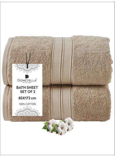 Donetella Premium 100 % Combed Cotton 2-Pcs Bath Sheet Set (85 X 172 CM) 600 GSM Large Towel, Highly Absorbent, Quick Dry,Best Towel for Bathroom, Spa And Hotel.