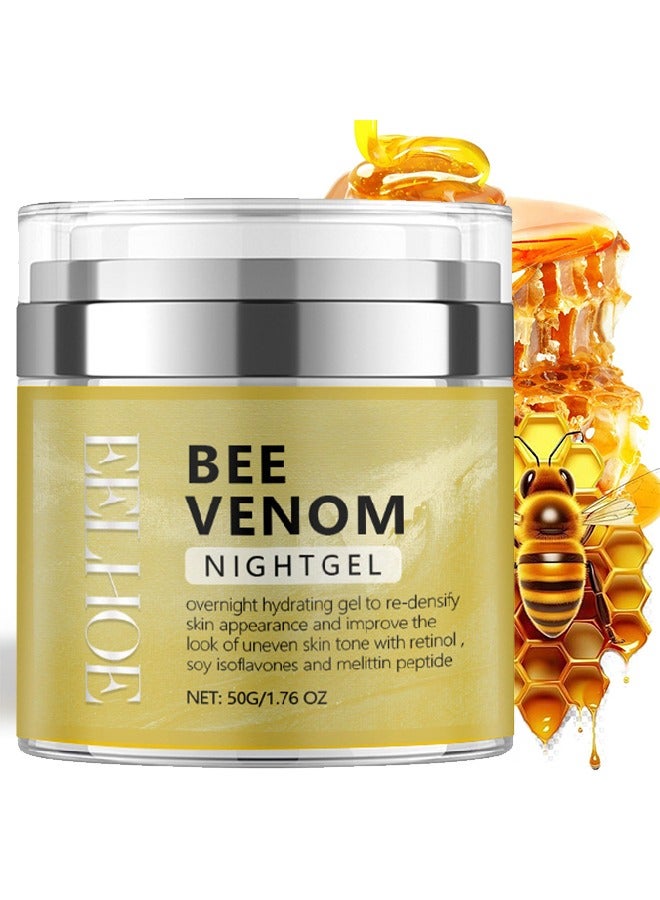 إيلهو جل الليل بسم النحل، جل وجه مرطب مضاد للشيخوخة بسم النحل، كريم مضاد للتجاعيد، كريم شد الوجه، مرطب للوجه بالكولاجين وحمض الهيالورونيك، مضاد للتجاعيد يقلل الخطوط الدقيقة 50 جم - Image 1