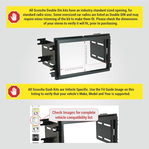 Scosche FD1426B Double DIN Radio Install Dash Kit Compatible with Select 200410 Ford Lincoln and Mercury Vehicles Aftermarket Car Stereo Installation Kit See Guide in Images to Verify Vehicle - Image 3