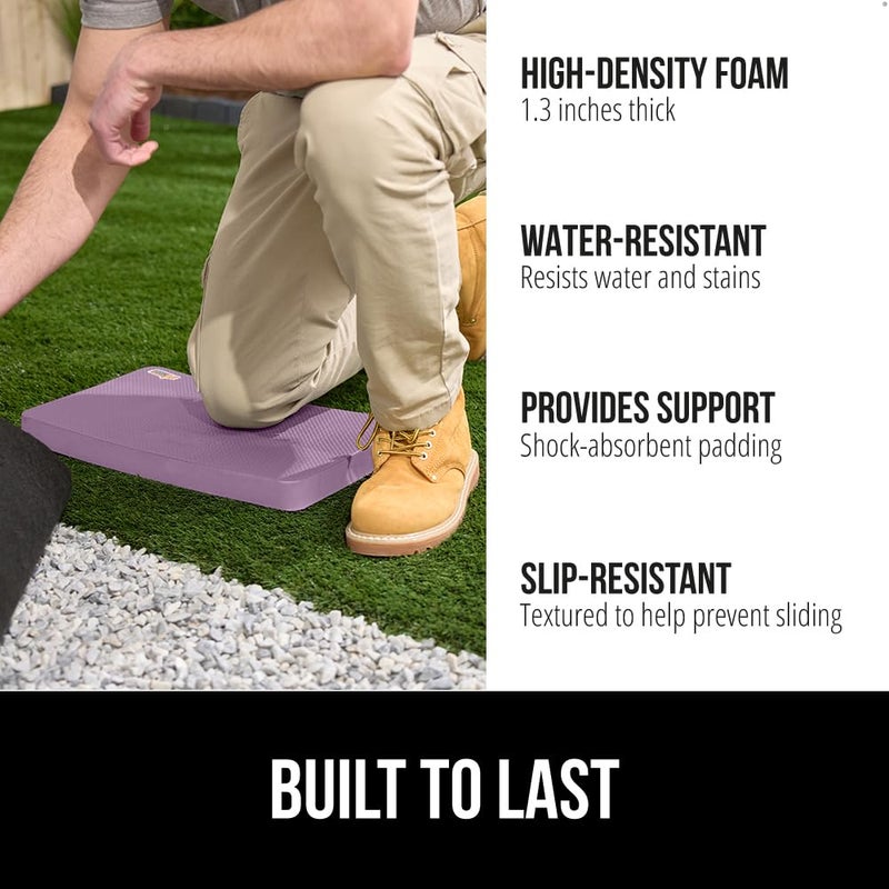 GORILLA GRIP Extra Thick Patent Pending Supportive Foam Kneeling Pad, 2 PK, Large Cushion Knee Pads for Gardening, Baby Bath, Dirt and Water Resistant, Workout and Garden Supplies, 17.5x11 Purple - Image 2