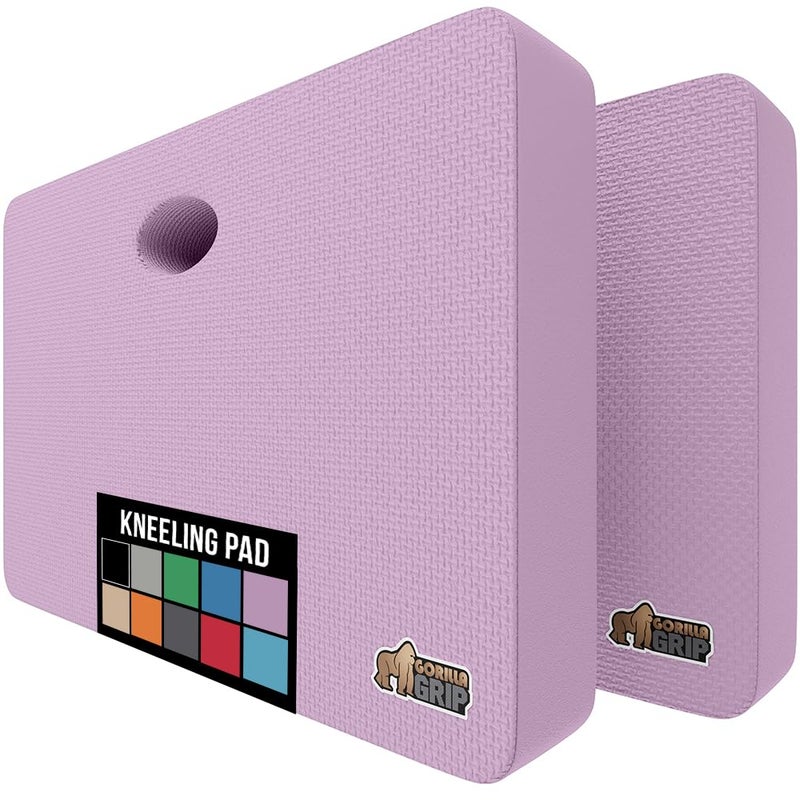 GORILLA GRIP Extra Thick Patent Pending Supportive Foam Kneeling Pad, 2 PK, Large Cushion Knee Pads for Gardening, Baby Bath, Dirt and Water Resistant, Workout and Garden Supplies, 17.5x11 Purple - Image 1