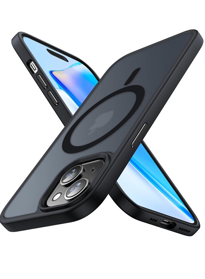 Captaintech Matte Finish Magnetic for iPhone 15 Case 【Compatible with MagSafe】 【14 FT Drop Protection】 Shock-Proof Matte Translucent Back Ultra Slim Protection Cover-Black - Image 5