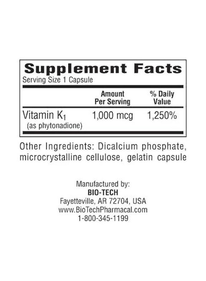 BioTechUSA Bio-Tech - K1-1000 (Vitamin K-1) 100 Capsules - Image 2