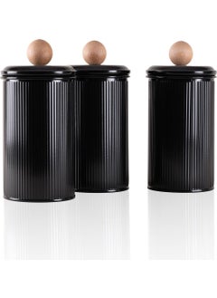 Stripe Tea Coffee Sugar Jar Black 1.20 Lt