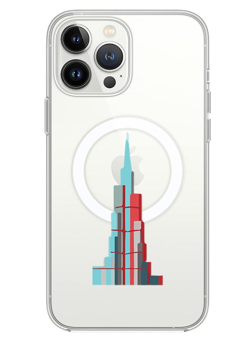 Theodor Magnetic Case for iPhone 14 Pro Max 6.7-inch Compatible with MagSafe Wireless Charging, Shockproof Phone Bumper Cover Burj Khalifa - Image 1