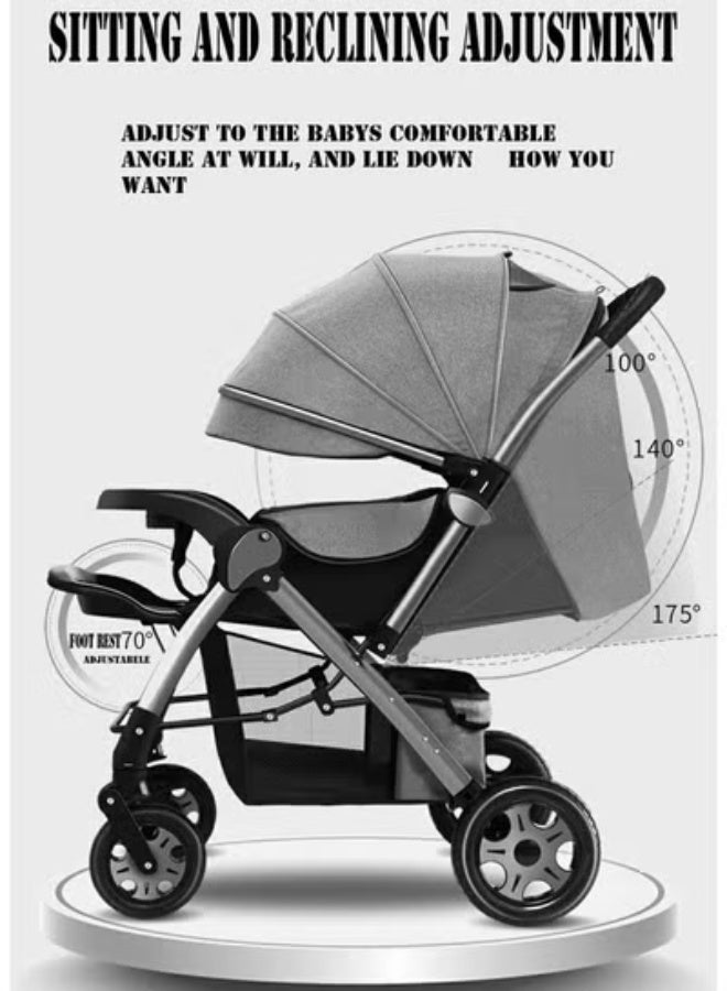 keke Deluxe Foldable Baby Stroller - Portable Multifunctional Travel Pram for Newborns and Infants with Four-Wheel Suspension - Image 4