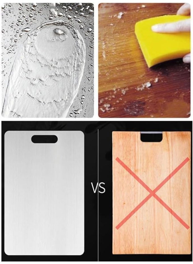 YOUWE7  Cutting Board,Stainless Steel Cutting Board,Steel Cutting Boards for Kitchen,304 Stainless Steel Food Grade Cutting Board for Vegetables Fruit and Meat 15.35*11.2In and13.39*9.06In 2PCS - Image 4