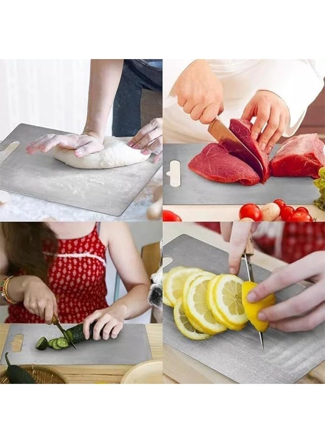 YOUWE7  Cutting Board,Stainless Steel Cutting Board,Steel Cutting Boards for Kitchen,304 Stainless Steel Food Grade Cutting Board for Vegetables Fruit and Meat 15.35*11.2In and13.39*9.06In 2PCS - Image 3