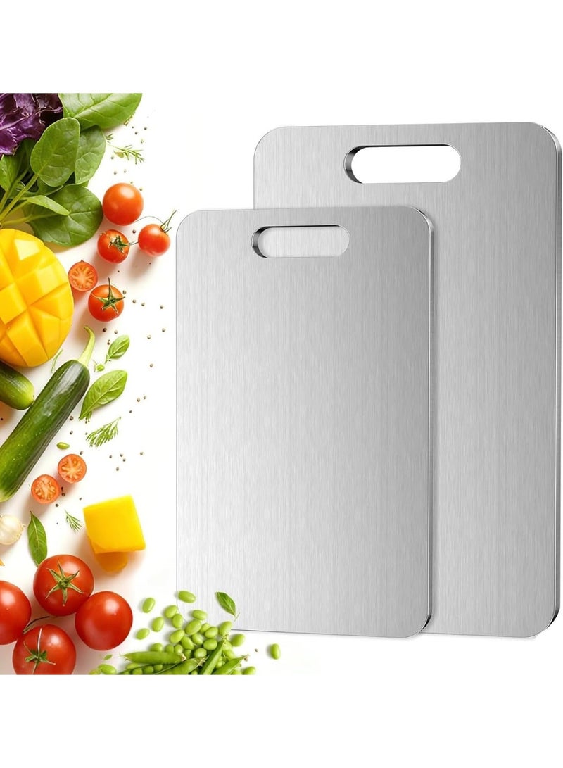 YOUWE7  Cutting Board,Stainless Steel Cutting Board,Steel Cutting Boards for Kitchen,304 Stainless Steel Food Grade Cutting Board for Vegetables Fruit and Meat 15.35*11.2In and13.39*9.06In 2PCS - Image 1